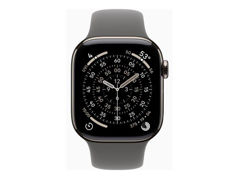 Apple Watch Series 11 (GPS + Cellular) - 42 mm - naturalny tytan - inteligentny zegarek z pasek sportowy - guma fluorokarbonowa 