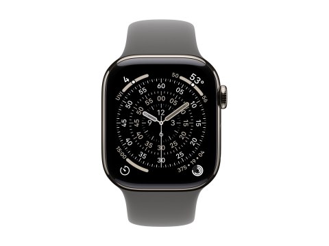 Apple Watch Series 11 (GPS + Cellular) - 42 mm - naturalny tytan - inteligentny zegarek z pasek sportowy - guma fluorokarbonowa 