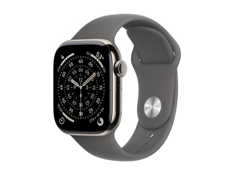 Apple Watch Series 11 (GPS + Cellular) - 42 mm - naturalny tytan - inteligentny zegarek z pasek sportowy - guma fluorokarbonowa 