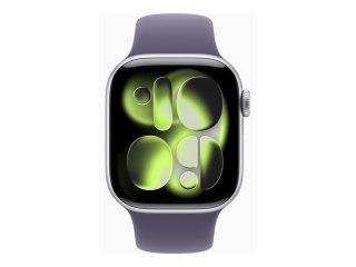 Apple Watch Series 11 (GPS + Cellular) - 42 mm - srebrny aluminium - inteligentny zegarek z pasek sportowy - guma fluorokarbonow