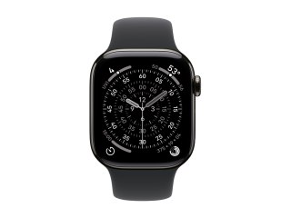 Apple Watch Series 11 (GPS + Cellular) - 42 mm - titanium łupkowy - inteligentny zegarek z pasek sportowy - guma fluorokarbonowa