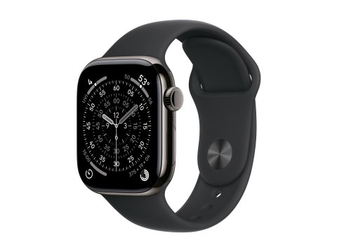 Apple Watch Series 11 (GPS + Cellular) - 42 mm - titanium łupkowy - inteligentny zegarek z pasek sportowy - guma fluorokarbonowa