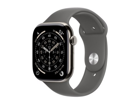 Apple Watch Series 11 (GPS + Cellular) - 46 mm - naturalny tytan - inteligentny zegarek z pasek sportowy - guma fluorokarbonowa 