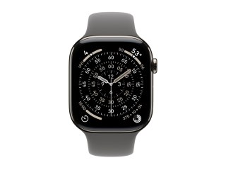 Apple Watch Series 11 (GPS + Cellular) - 46 mm - naturalny tytan - inteligentny zegarek z pasek sportowy - guma fluorokarbonowa 