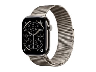 Apple Watch Series 11 (GPS + Cellular) - 46 mm - naturalny tytan - inteligentny zegarek z pętla mediolańska - siatka ze stali ni