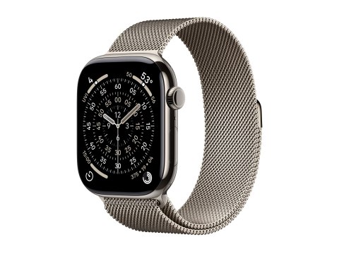 Apple Watch Series 11 (GPS + Cellular) - 46 mm - naturalny tytan - inteligentny zegarek z pętla mediolańska - siatka ze stali ni