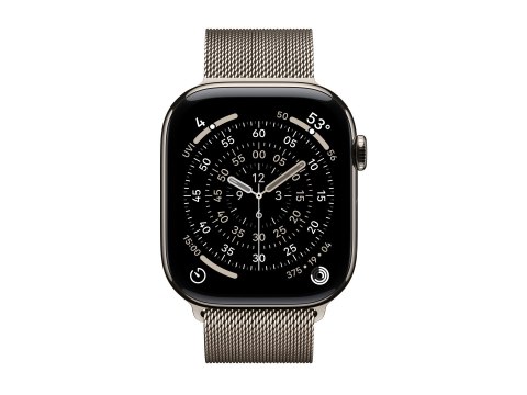 Apple Watch Series 11 (GPS + Cellular) - 46 mm - naturalny tytan - inteligentny zegarek z pętla mediolańska - siatka ze stali ni