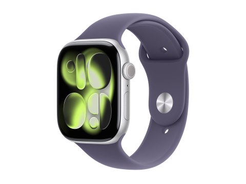 Apple Watch Series 11 (GPS + Cellular) - 46 mm - srebrny aluminium - inteligentny zegarek z pasek sportowy - guma fluorokarbonow