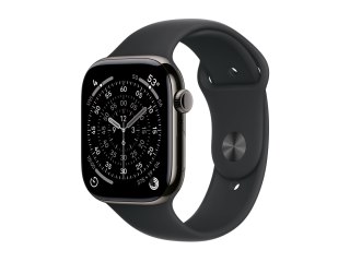 Apple Watch Series 11 (GPS + Cellular) - 46 mm - titanium łupkowy - inteligentny zegarek z pasek sportowy - guma fluorokarbonowa