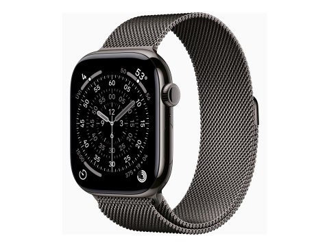 Apple Watch Series 11 (GPS + Cellular) - 46 mm - titanium łupkowy - inteligentny zegarek z pętla mediolańska - siatka ze stali n