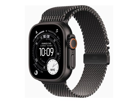 Apple Watch Ultra 3 - 49 mm - czarny tytan - Tak inteligentny zegarek z pętla mediolańska - rozmiar opaski: S - 64 GB - LTE, NFC