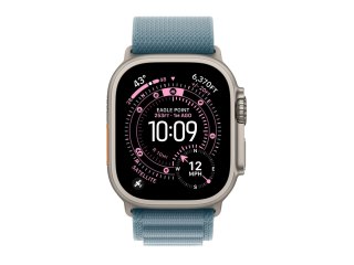 Apple Watch Ultra 3 - 49 mm - naturalny tytan - Tak inteligentny zegarek z Alpine Loop - tekstylia - jasny błękit - rozmiar opas