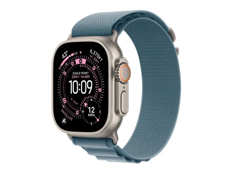 Apple Watch Ultra 3 - 49 mm - naturalny tytan - Tak inteligentny zegarek z Alpine Loop - tekstylia - jasny błękit - rozmiar opas