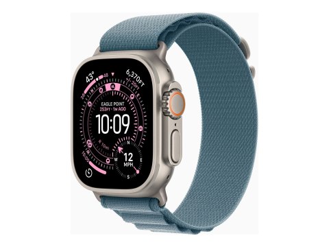 Apple Watch Ultra 3 - 49 mm - naturalny tytan - Tak inteligentny zegarek z Alpine Loop - tekstylia - jasny błękit - rozmiar opas