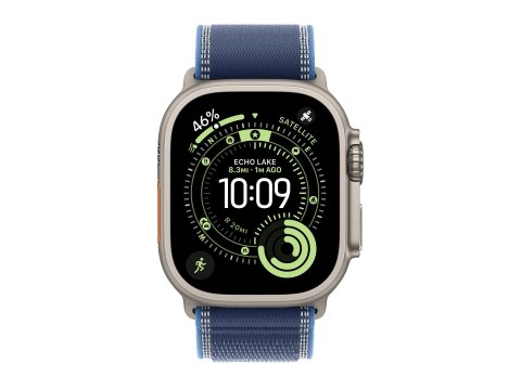 Apple Watch Ultra 3 - 49 mm - naturalny tytan - Tak inteligentny zegarek z Trail Loop - splot nylonowy - niebieski/jasnoniebiesk