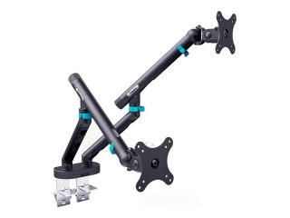 DIGITUS - Zestaw do montażu (uchwyt na dwa monitory) - dla 2 zakrzywione / płaskie panele - 2 x 10 kg - stal, aluminium, plastik
