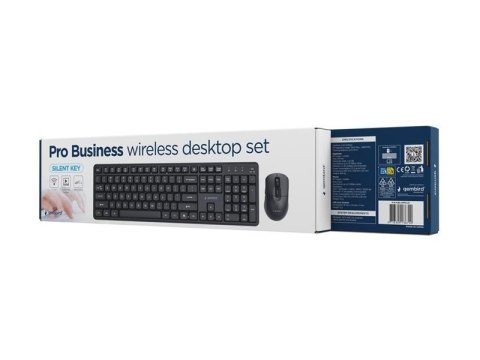Gembird Pro Business KBS-WMS-01 - Zestaw klawiatura i mysz - bezprzewodowa - 2.4 GHz - QWERTY - US - czarny