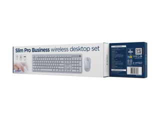 Gembird Slim Pro Business - Zestaw klawiatura i mysz - full size - bezprzewodowa - 2.4 GHz - QWERTY - US - biały
