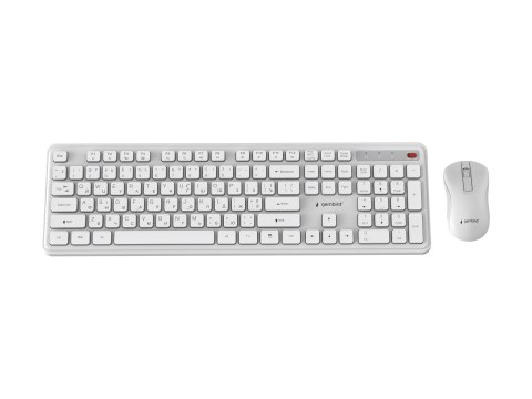 Gembird Slim Pro Business - Zestaw klawiatura i mysz - full size - bezprzewodowa - 2.4 GHz - QWERTY - US - biały