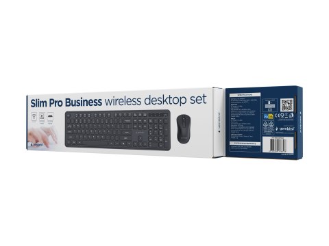 Gembird Slim Pro Business - Zestaw klawiatura i mysz - full size - bezprzewodowa - 2.4 GHz - QWERTY - US - czarny