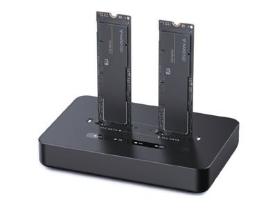 Gembird - Stacja dokująca SSD -zatoki: 2 - M.2 - M.2 Card (PCIe NVMe & SATA) - USB-C 3.2 (Gen 2x2) - czarny