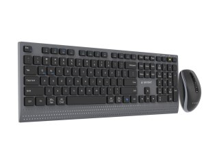 Gembird - Zestaw klawiatura i mysz - tryb podwójny, smukły - full size - bezprzewodowa - 2.4 GHz, Bluetooth 5.2 - QWERTY - US - 