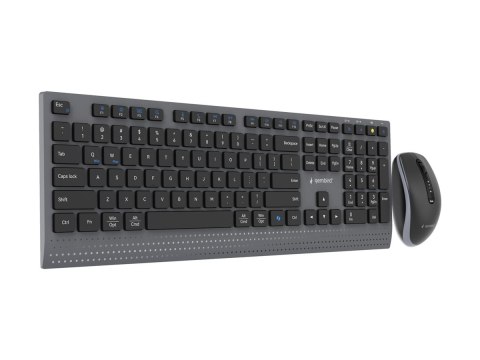 Gembird - Zestaw klawiatura i mysz - tryb podwójny, smukły - full size - bezprzewodowa - 2.4 GHz, Bluetooth 5.2 - QWERTY - US - 