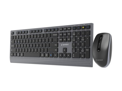 Gembird - Zestaw klawiatura i mysz - tryb podwójny, smukły - full size - bezprzewodowa - 2.4 GHz, Bluetooth 5.2 - QWERTY - US - 