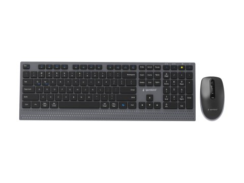 Gembird - Zestaw klawiatura i mysz - tryb podwójny, smukły - full size - bezprzewodowa - 2.4 GHz, Bluetooth 5.2 - QWERTY - US - 