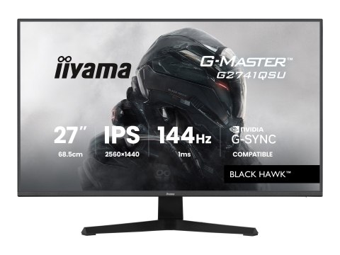Iiyama G-MASTER Black Hawk G2741QSU-B1 - Monitor LED - gaming - 27" - 2560 x 1440 QHD @ 144 Hz - IPS - 350 cd/m² - 1500:1 - 1 ms