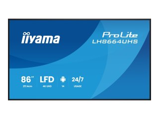 Iiyama ProLite LH8664UHS-B3AG - 86" Klasa Przekątnej (85.6" widoczny) wyświetlacz LCD z podświetleniem LED - sygnał cyfrowy - z 