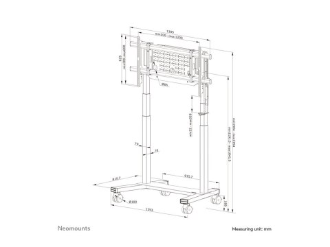 Neomounts - Wózek - zmotoryzowany - dla panel płaski - nieruchomy - zamknięcie - stal - czarny - rozmiar ekranu: 75"-115"