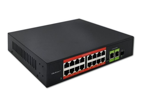 Qoltec - Przełącznik - niezarządzalny - 16 x 10/100 (PoE) + 1 x 1 Gigabit SFP + 2 x 10/100/1000 (uplink) - stacjonarny - PoE (25