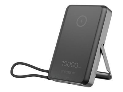 Gembird - Bezprzewodowy powerbank - 15 W magnetyczny, z wbudowanym stojakiem - Li-pol - 10000 mAh - 20 wat - 3 A (USB-C) - czarn