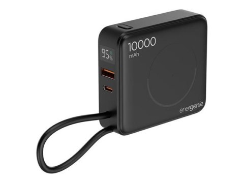 Gembird - Powerbank - z bezprzewodową ładowarką - 10000 mAh - 20 wat - 3 A - PD - 3 złącza wychodzące (2 x USB-C, USB) - czarny