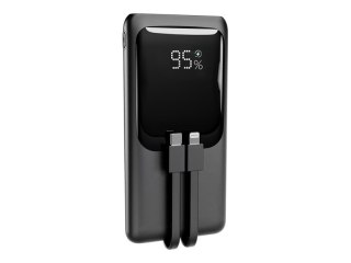 Gembird - Powerbank - z wbudowanymi kablami - 10000 mAh - 20 wat - 3 A - PD, QC 3.0 - 4 złącza wychodzące (USB-C, 2 x USB, złącz