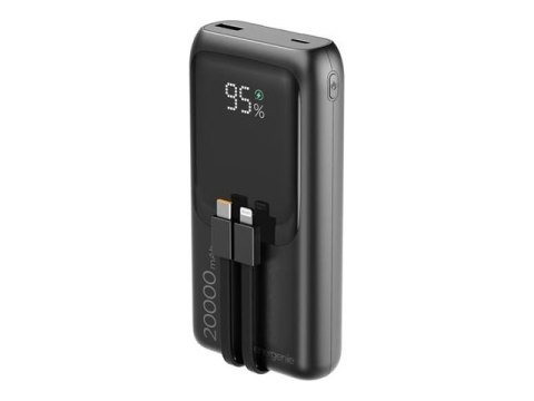 Gembird - Powerbank - z wbudowanymi kablami - 20000 mAh - 20 wat - QC 3.0, PD - 4 złącza wychodzące (2 x USB-C, USB, złącze 8 pi