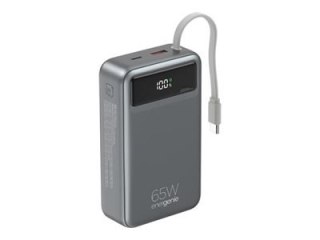 Gembird - Powerbank - z wbudowanymi kablami - 20000 mAh - 65 wat - 3.25 A - QC 3.0, PD (2 x USB-C, USB) - czarny