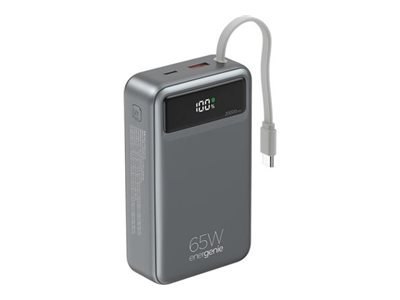 Gembird - Powerbank - z wbudowanymi kablami - 20000 mAh - 65 wat - 3.25 A - QC 3.0, PD (2 x USB-C, USB) - czarny
