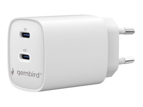 Gembird - Zasilacz - 45 wat - 3 A - PD - 2 złącza wychodzące (2 x USB-C)