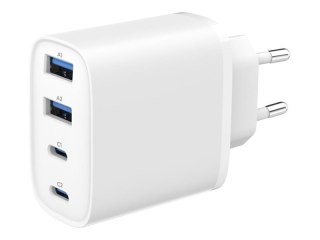 Gembird - Zasilacz - GaN - 40 wat - 3 A - PD, QC 3.0 - 4 złącza wychodzące (2 x USB, 2 x USB-C) - biały