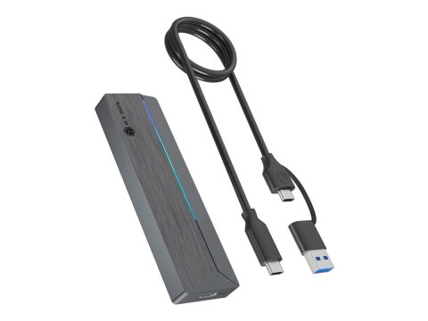 ICY BOX IB-1826MCL-CU31 - Obudowa pamięci - światło RGB - M.2 - M.2 NVMe Card / SATA - USB 3.2 (Gen 2) - szary