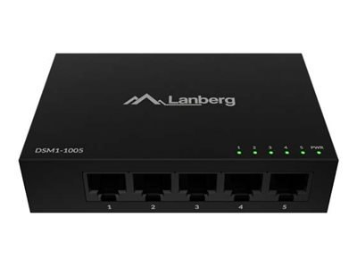 Lanberg DSM1-1005 - Przełącznik - 12 V, metalowa obudowa - niezarządzalny - 5 x 10/100/1000Base-T - stacjonarny