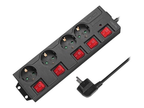 LogiLink - Linka zasilania - AC 250 V - 3680 wat - złącza wyjściowe: 4 (4 x CEE 7/3) - 1.5 m przewód - Niemcy - czarny