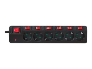 LogiLink - Linka zasilania - AC 250 V - 3680 wat - złącza wyjściowe: 6 (power CEE 7/3) - 1.5 m przewód