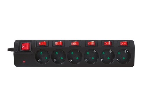 LogiLink - Linka zasilania - AC 250 V - 3680 wat - złącza wyjściowe: 6 (power CEE 7/3) - 1.5 m przewód