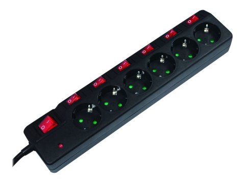 LogiLink - Linka zasilania - AC 250 V - 3680 wat - złącza wyjściowe: 6 (power CEE 7/3) - 1.5 m przewód