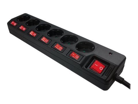 LogiLink - Linka zasilania - AC 250 V - 3680 wat - złącza wyjściowe: 6 (power CEE 7/3) - 1.5 m przewód