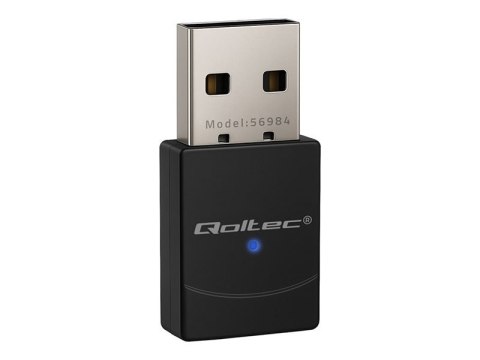 Qoltec - Adapter sieciowy - USB 2.0 - Wi-Fi 5, Wi-Fi 6, Bluetooth - czarny