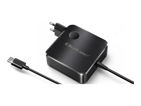 Qoltec - Adapter zasilania USB-C - GaN Super Fast, PD, 5 - 20 V, 1.8 m cable - AC 220-240 V - 100 wat - złącza wyjściowe: 1 - cz